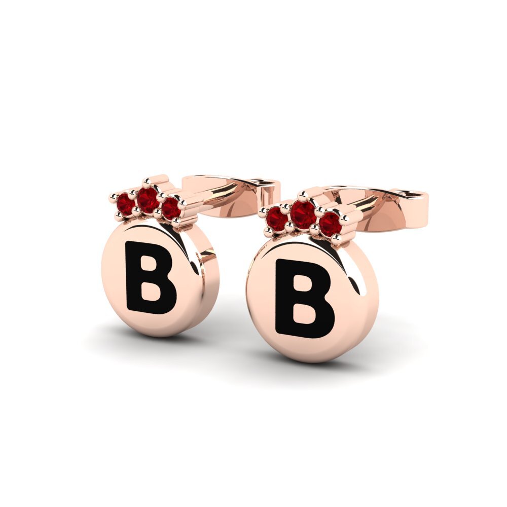14k Oro Rosa Circonita Roja Pendiente de mujer Vanita B