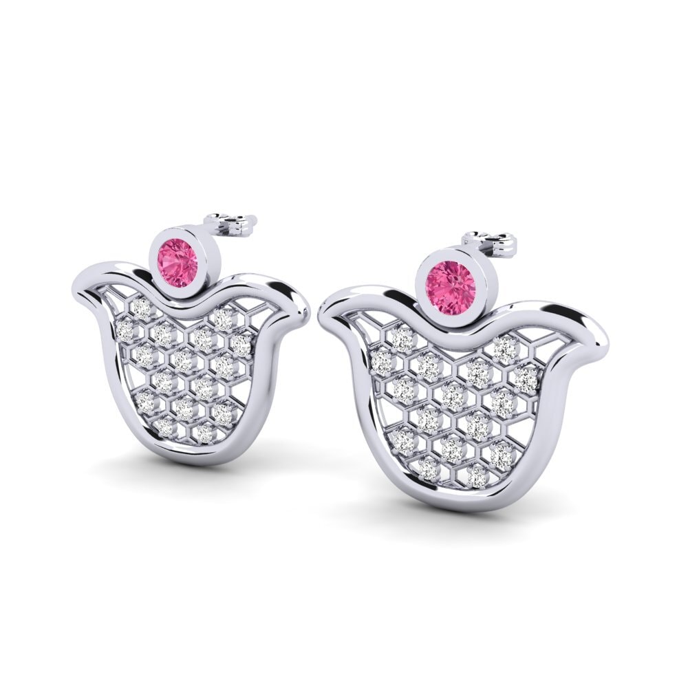 Đá Tourmaline Hồng / Bích tỷ Bông tai nữ Vapore