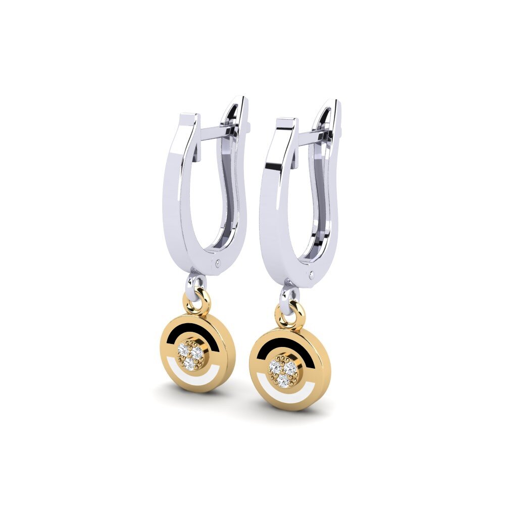 14k White & Yellow Gold Zirconia Women's Earring Varenna