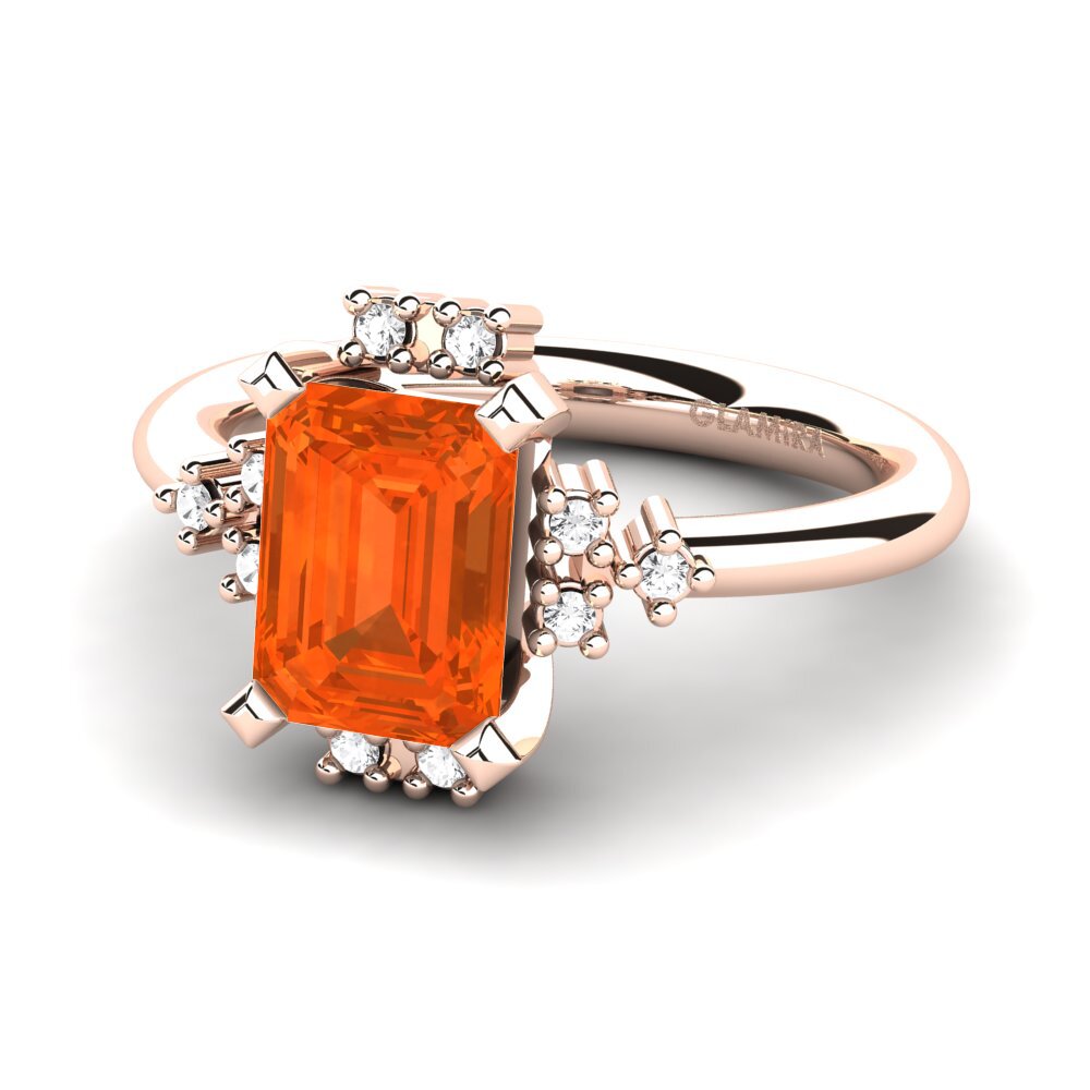 9k Rose Gold Fire-Opal Engagement Ring Varese