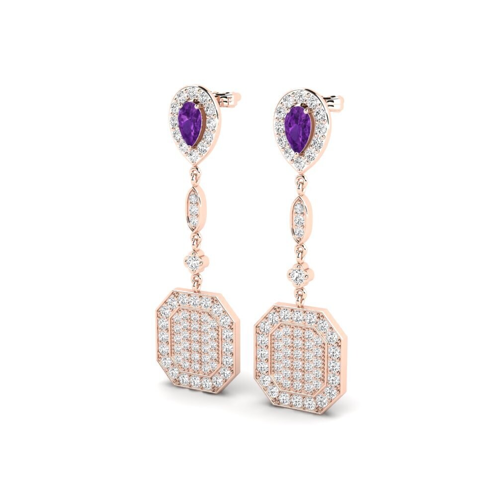 18ct Rose Gold Amethyst Women's Earring Vassia