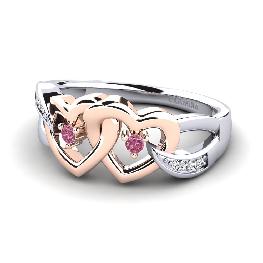 14k Oro Blanco & Rosa Granate Rhodolite Anillo Vaudis