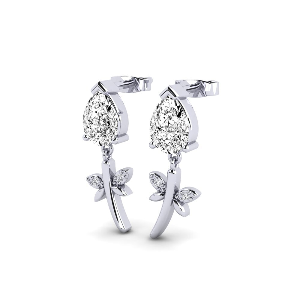 Pear Moissanite Women's Earring Veins