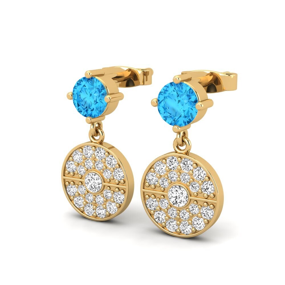 Azul Topázio Brincos Feminino Veles