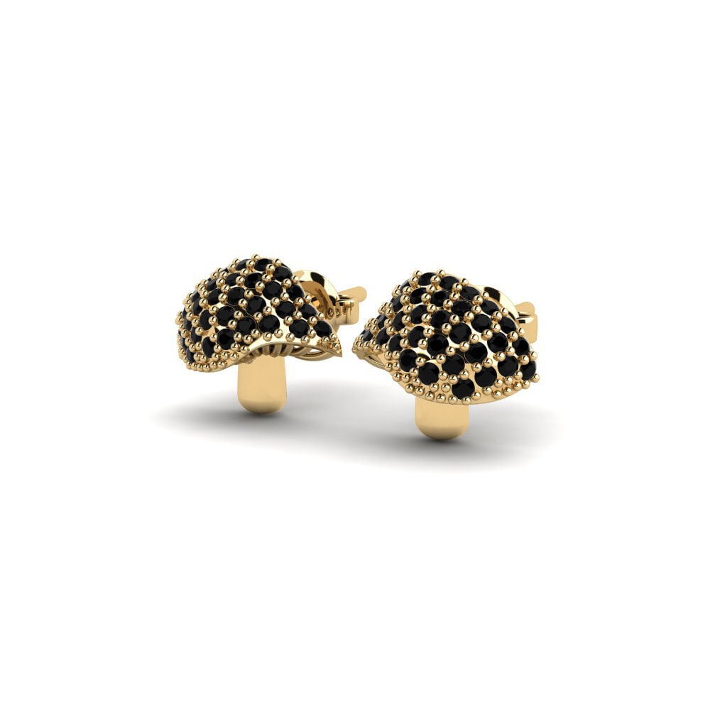 14ct Yellow Gold Round Black Diamond Women's Earring Vellore