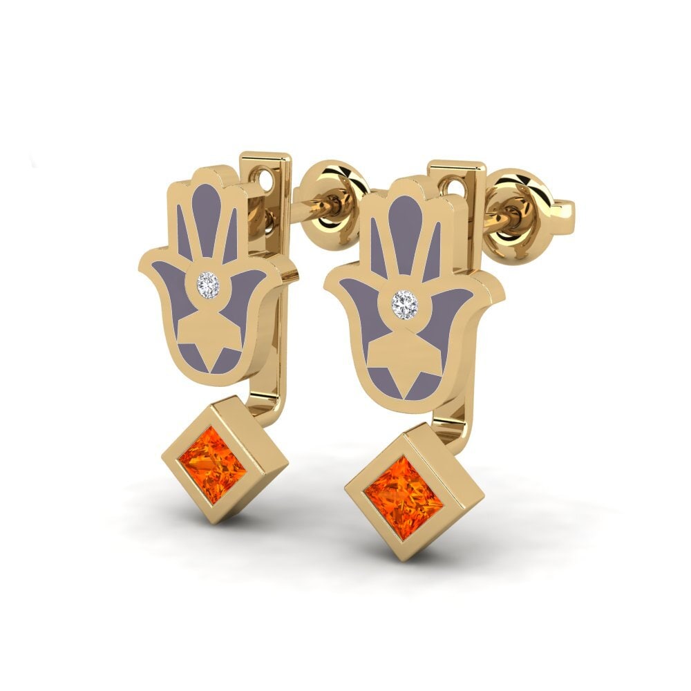 Orange Sapphire Women's Earring Velsigne