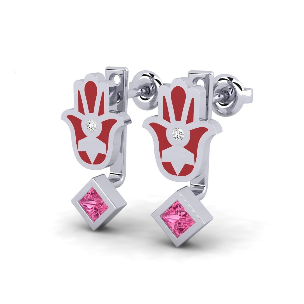 Plata 925 Turmalina rosa Pendiente de mujer Velsigne