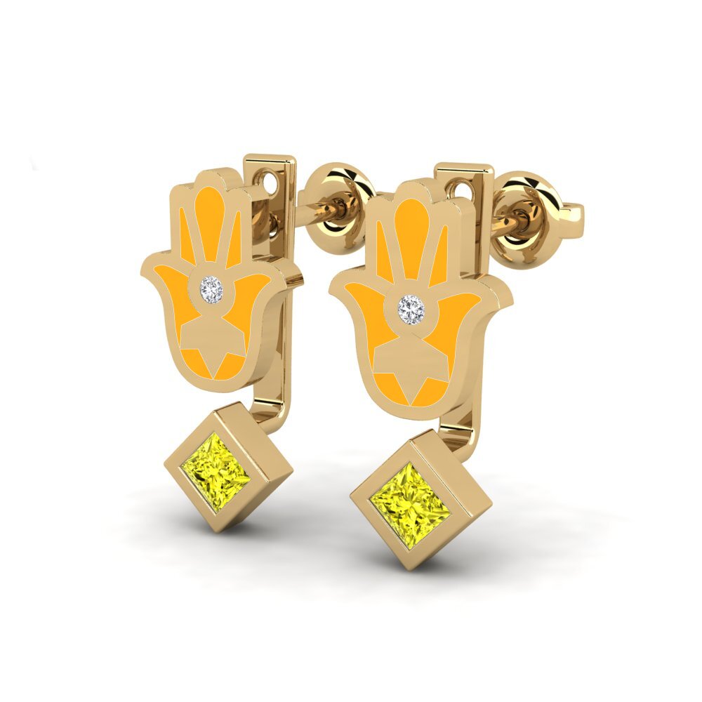 Diamante Amarillo Pendiente de mujer Velsigne