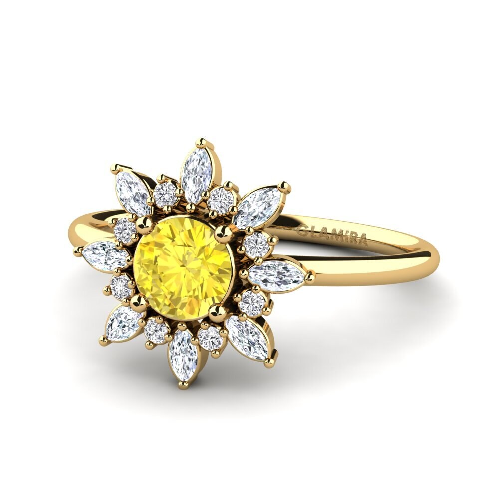 14ct Yellow Gold Yellow Sapphire Ring Vena