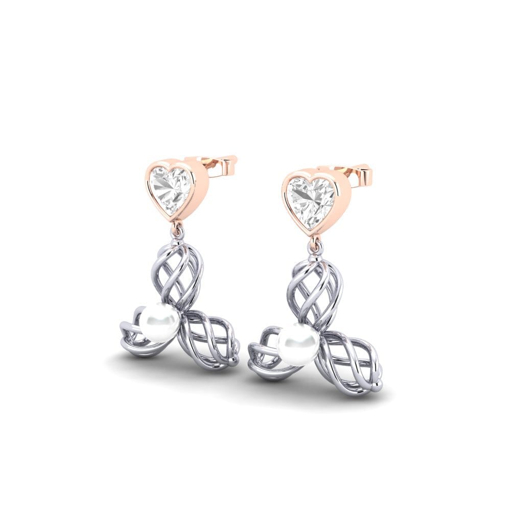9ct White & Rose Gold White sapphire Women's Earring Vendable