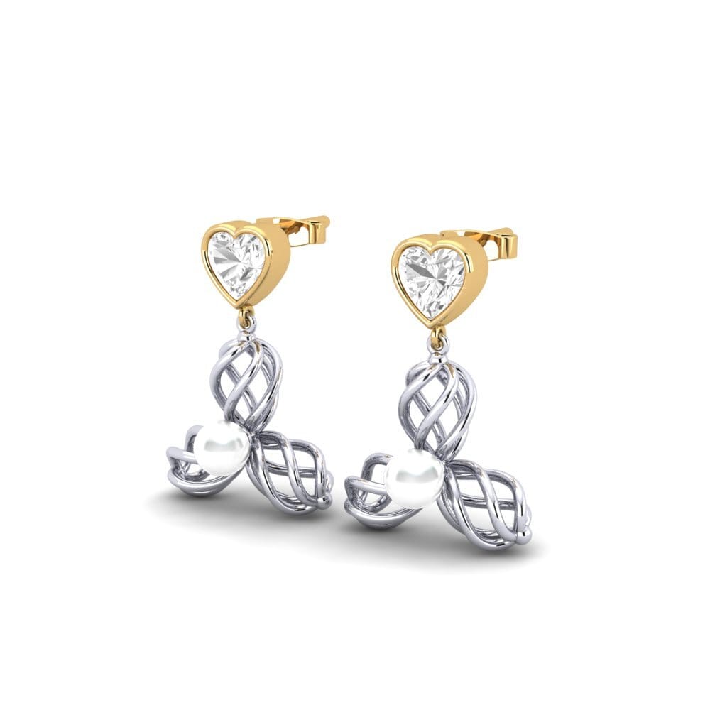 9ct White & Yellow Gold White sapphire Women's Earring Vendable