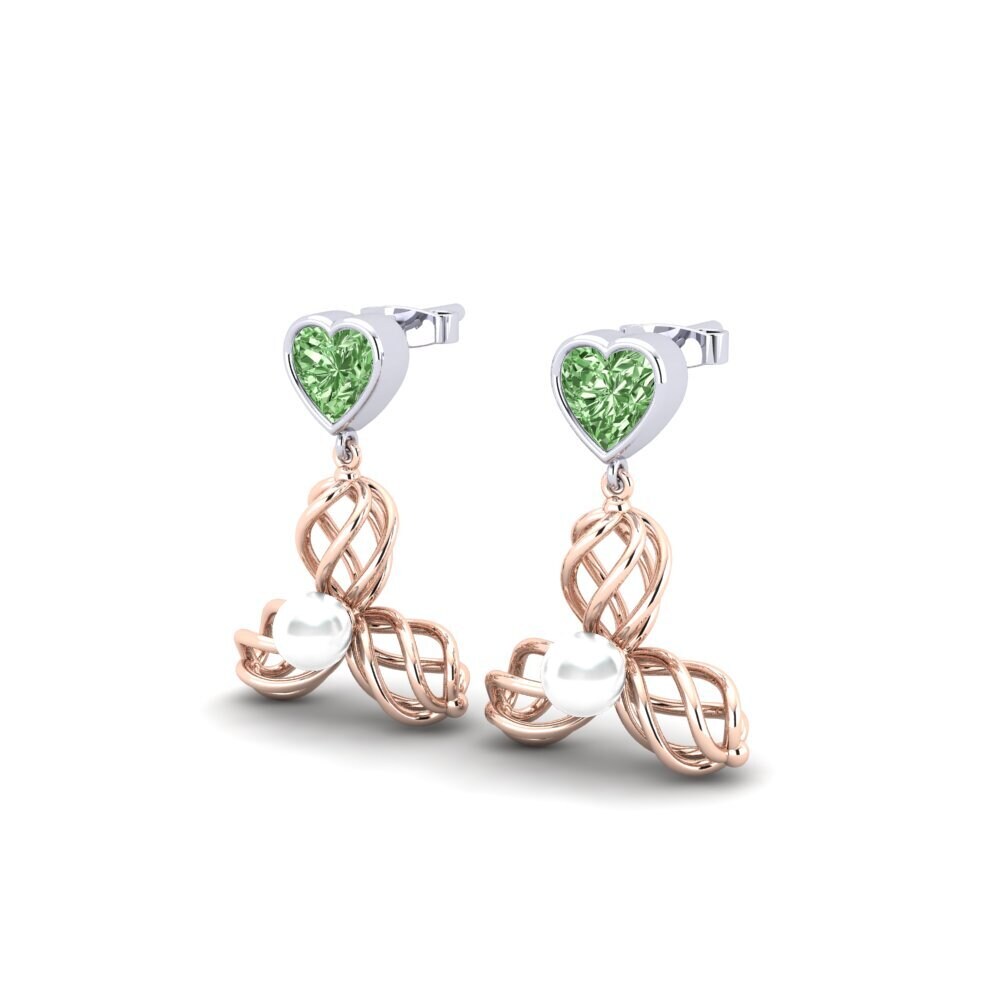 9k Oro Rosa & Blanco Diamante Verde Pendiente de mujer Vendable