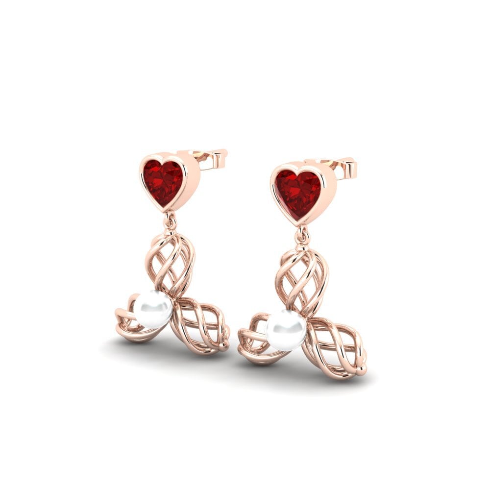 9ct Rose Gold Ruby (Lab Created) Women's Earring Vendable