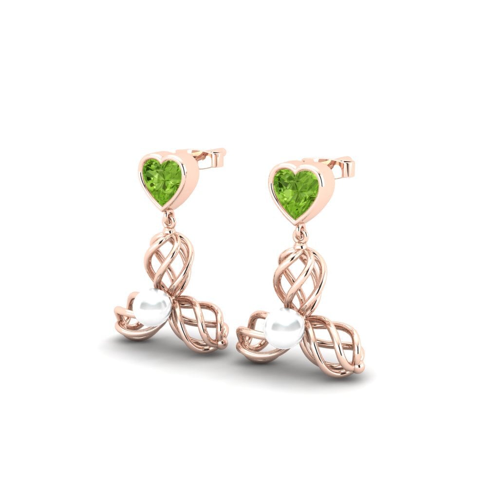 14k Oro Rosa Peridoto Pendiente de mujer Vendable