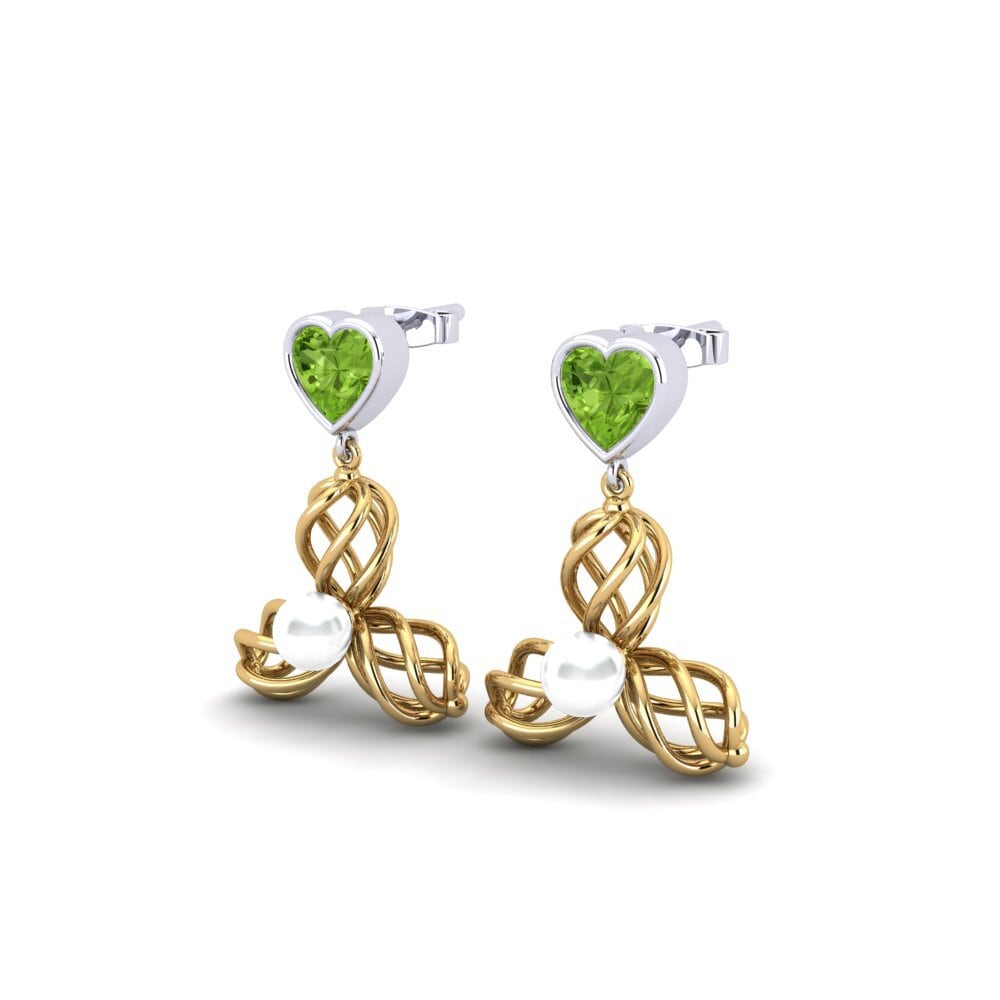 9ct Yellow & White Gold Peridot Women's Earring Vendable