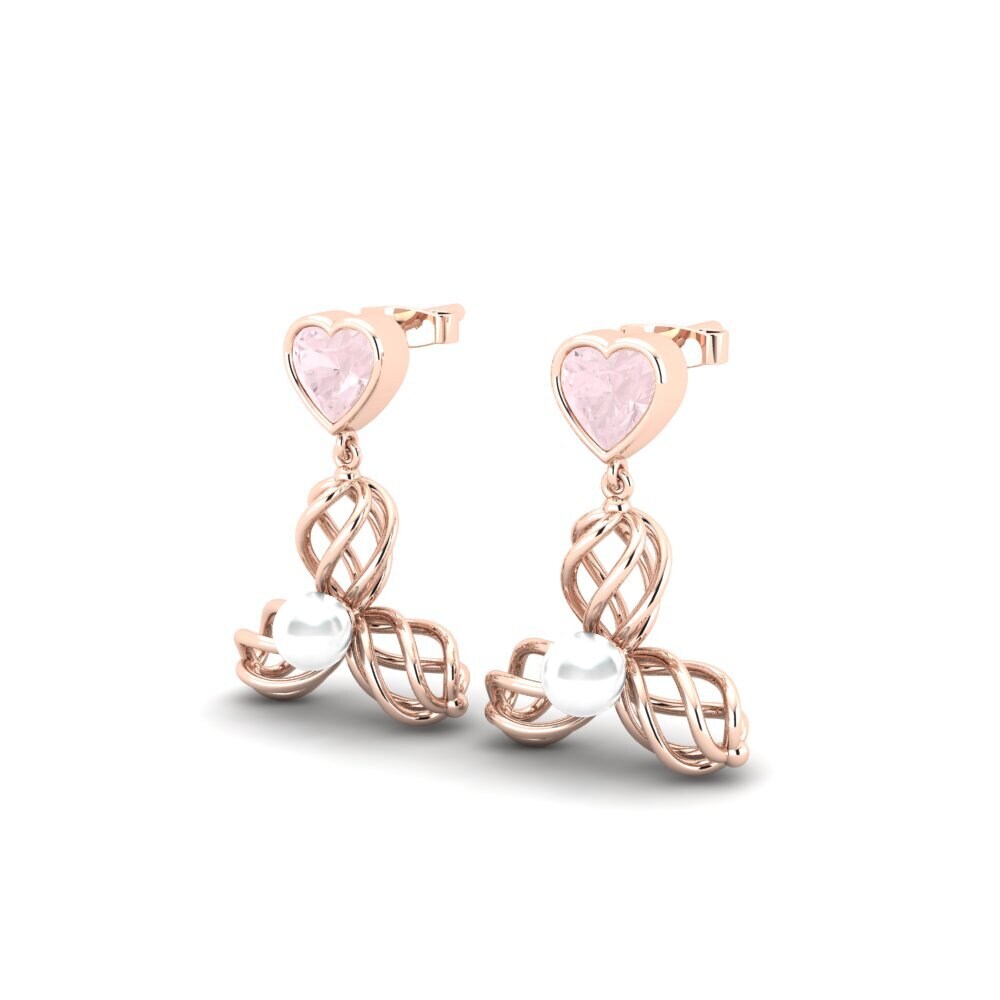 14k Oro Rosa Cuarzo rosa Pendiente de mujer Vendable