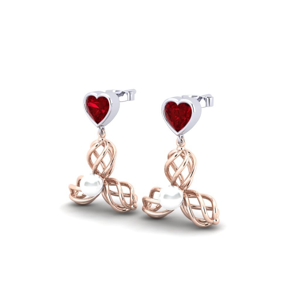 9k Oro Rosa & Blanco Circonita Roja Pendiente de mujer Vendable