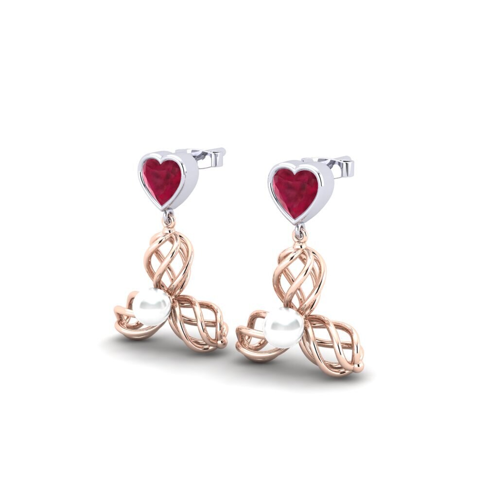 9k Oro Rosa & Blanco Rubí Pendiente de mujer Vendable