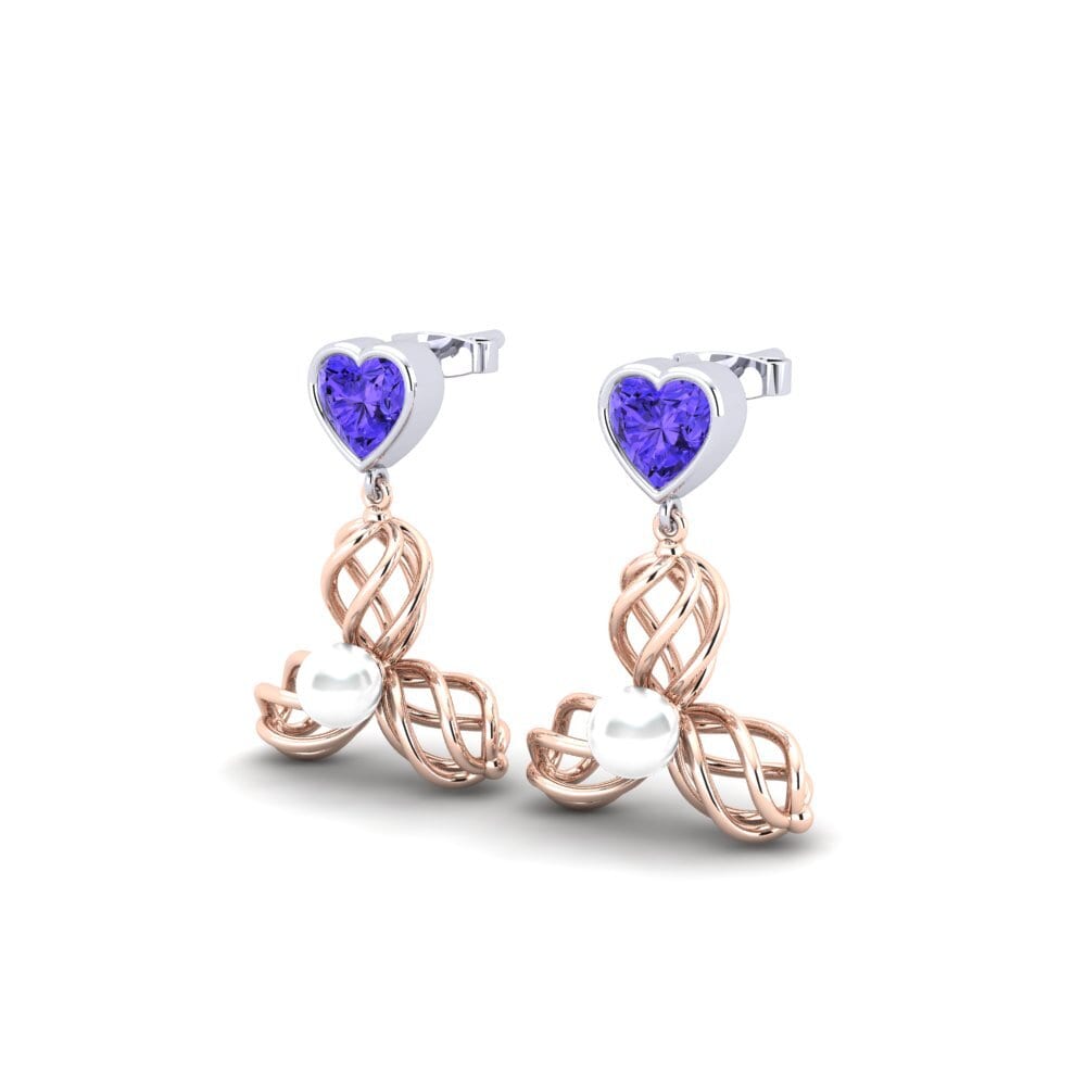 14ct Rose & White Gold Tanzanite Women's Earring Vendable