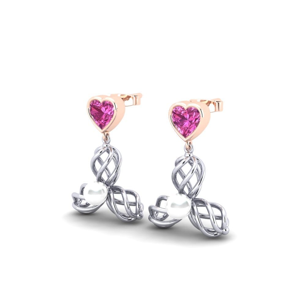 9ct White & Rose Gold Pink Topaz Women's Earring Vendable