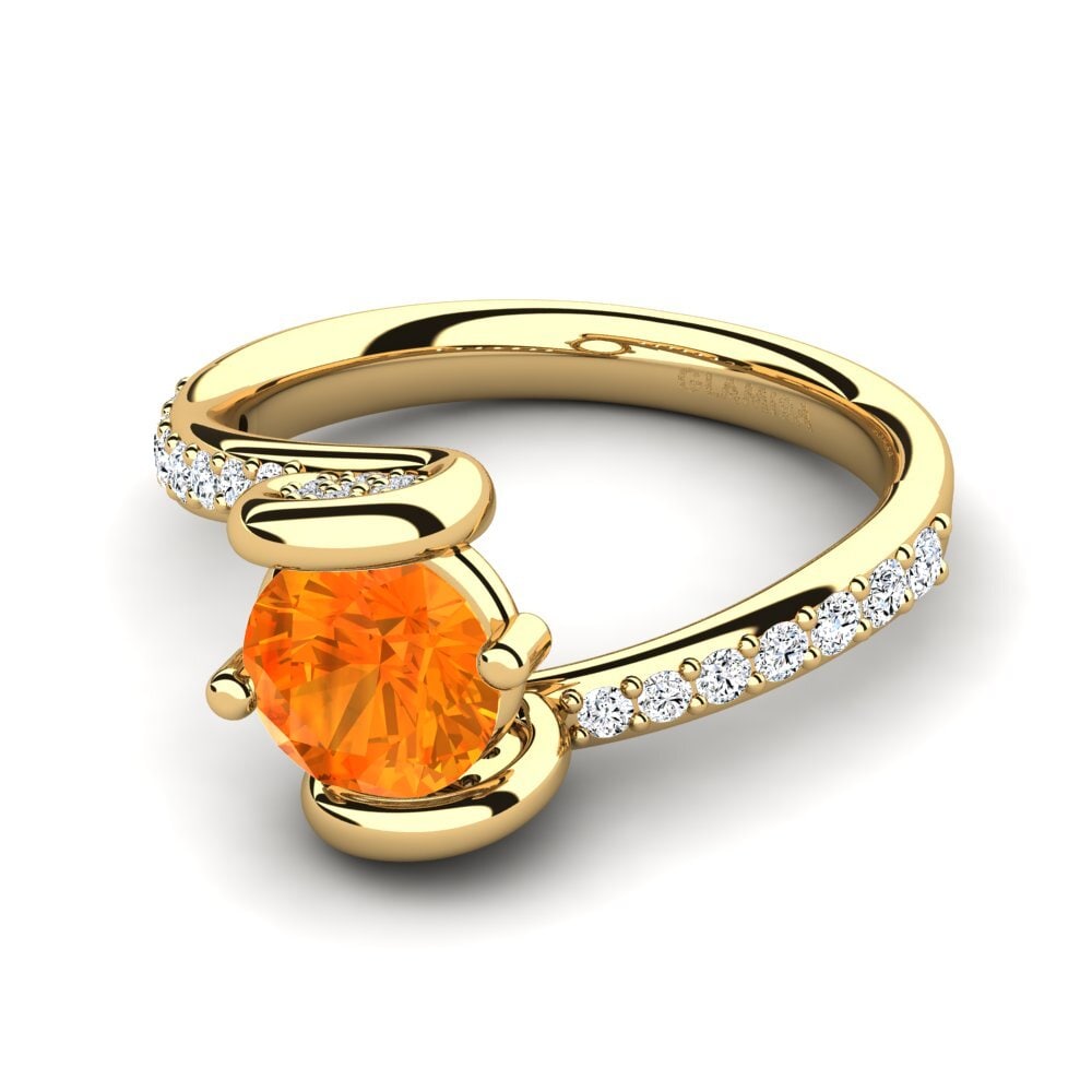 18k Oro Amarillo Zafiro Naranja Anillo de compromiso Vendela