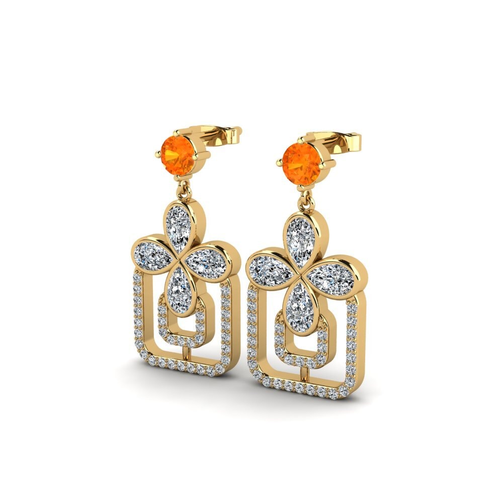Orangefarbener Saphir Damen ohrring Vendre