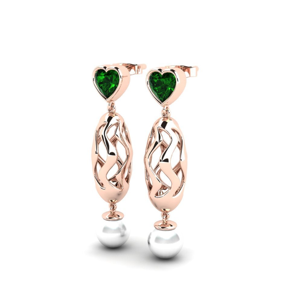 14k Oro Rosa Turmalina verde Pendiente de mujer Vengeance