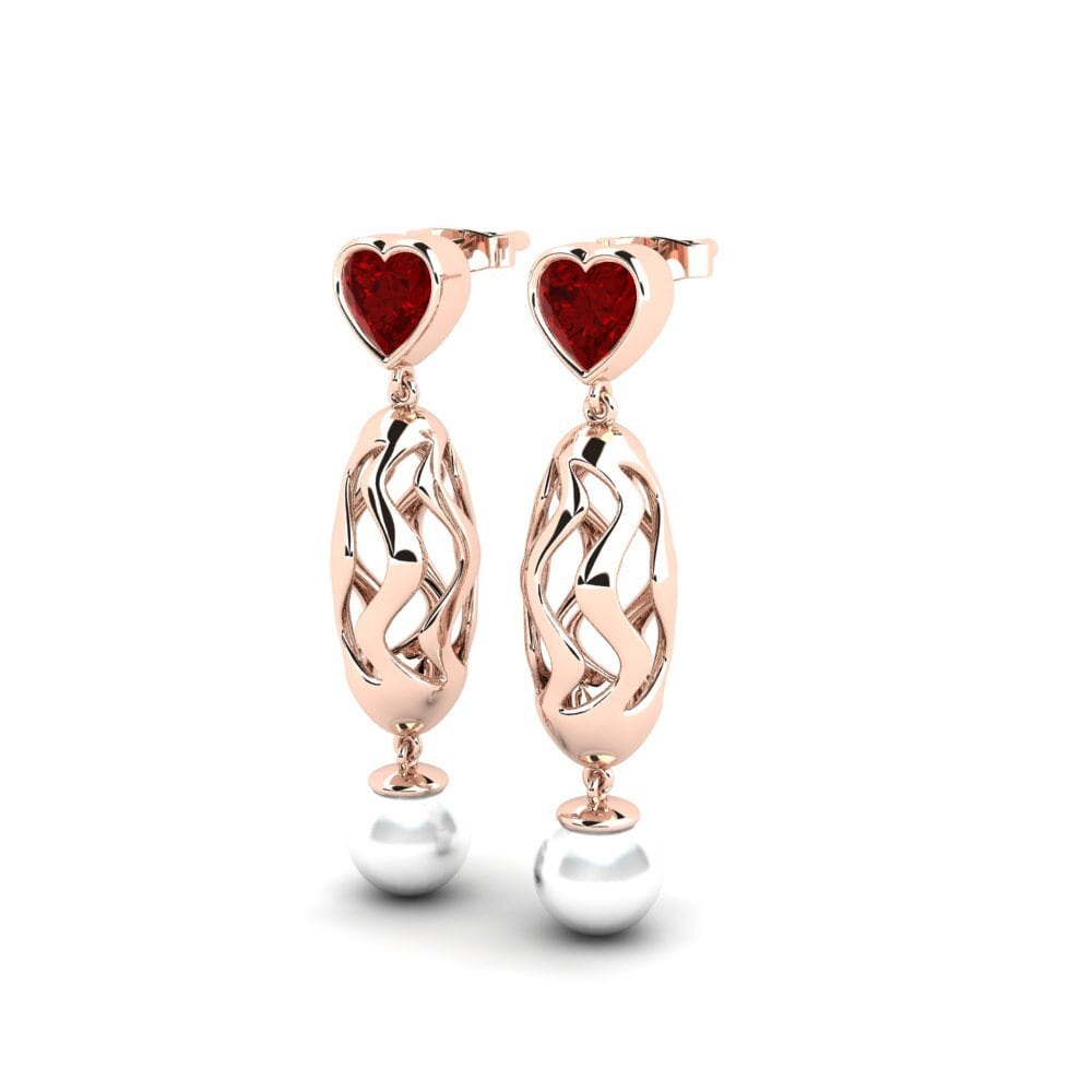 9ct Rose Gold Ruby (Lab Created) Women's Earring Vengeance