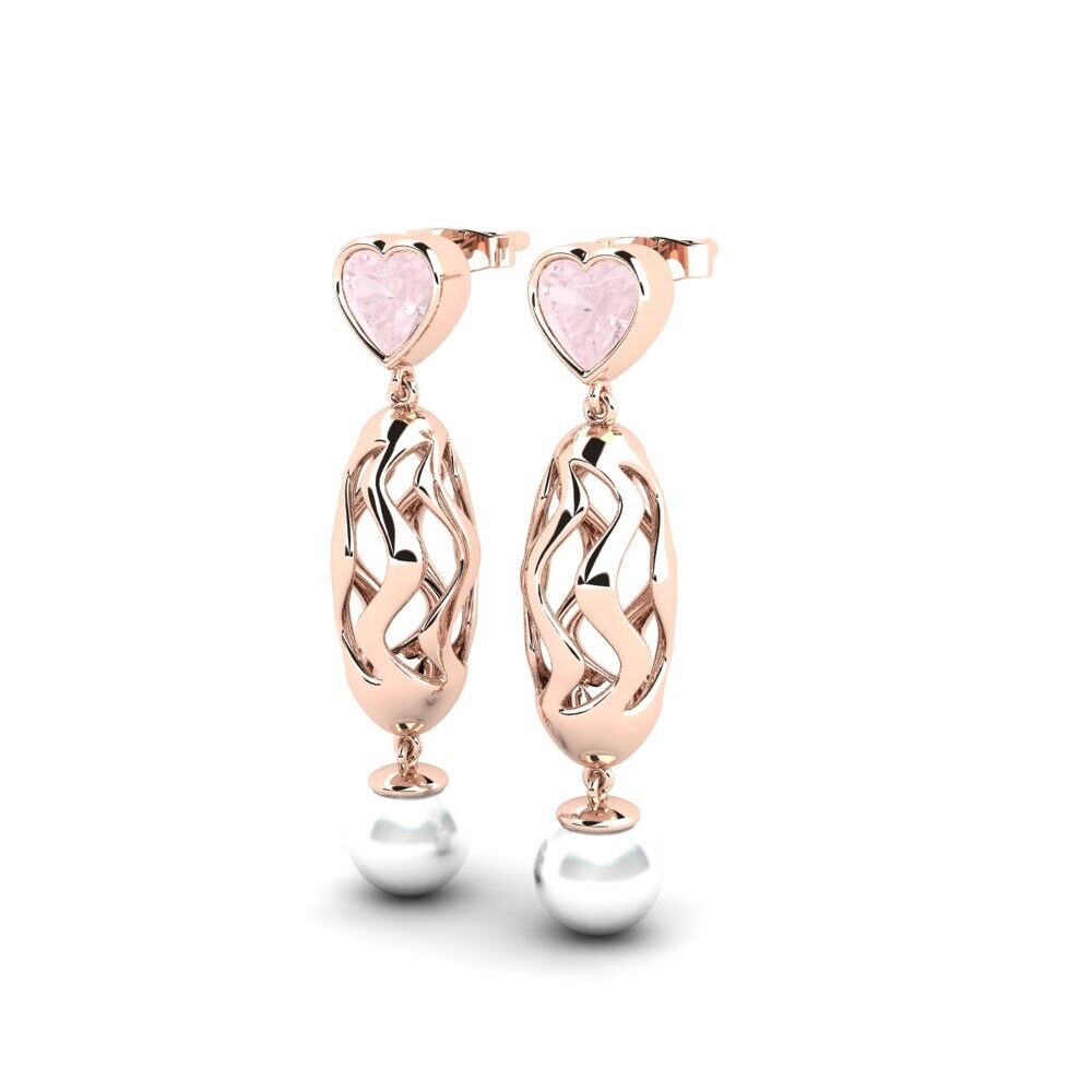 14k Oro Rosa Cuarzo rosa Pendiente de mujer Vengeance