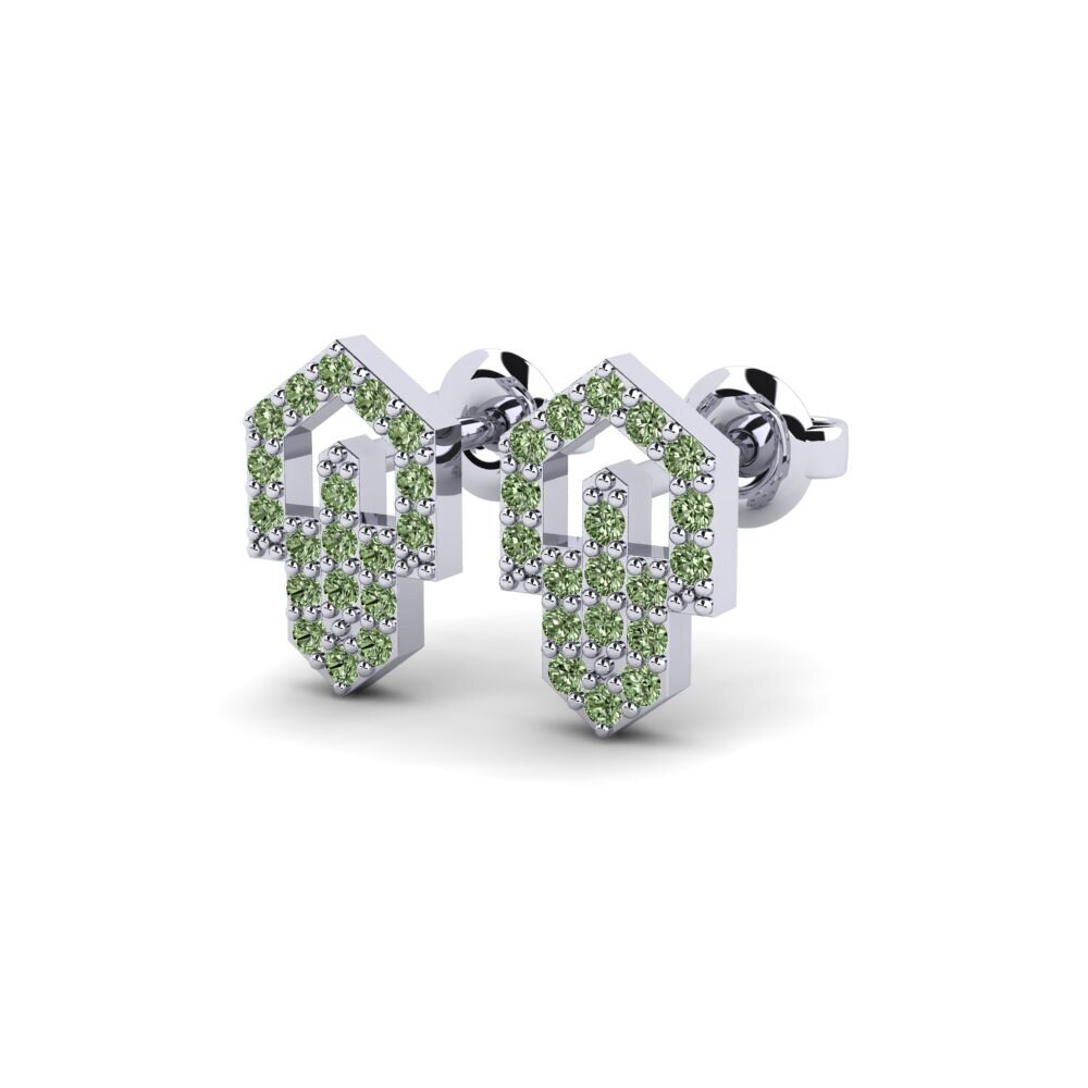 950 Platin Grüner Diamant Damen ohrring Vengefulness