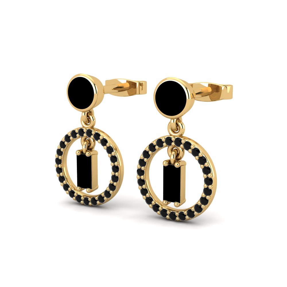 14ct Yellow Gold Black Diamond Women's Earring Verano