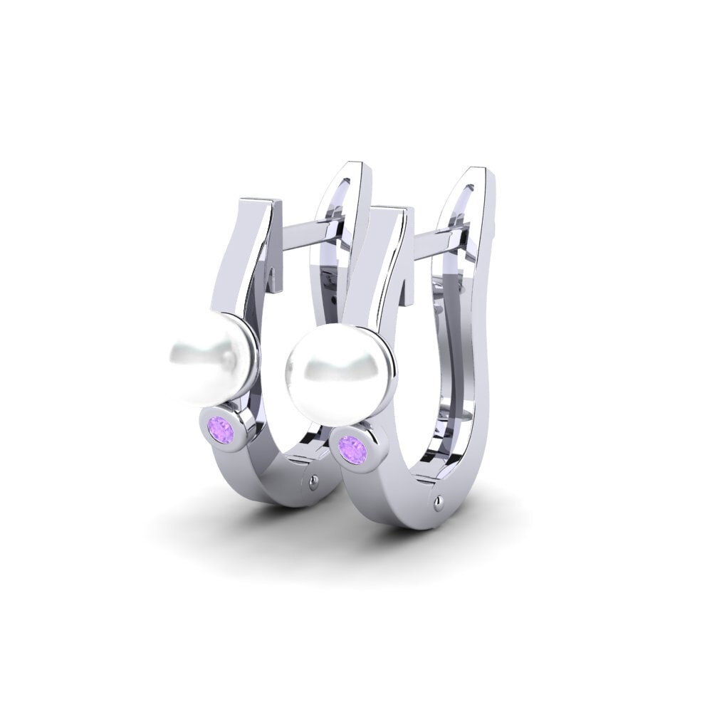 Weißgold 750 Amethyst Damen ohrring Verdifulle