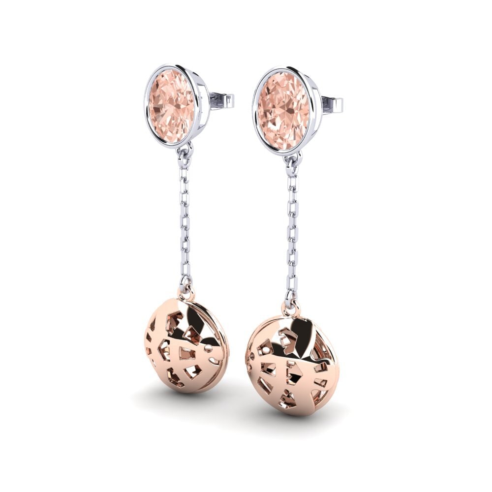 14ct White & Rose Gold Morganite Women's Earring Vern