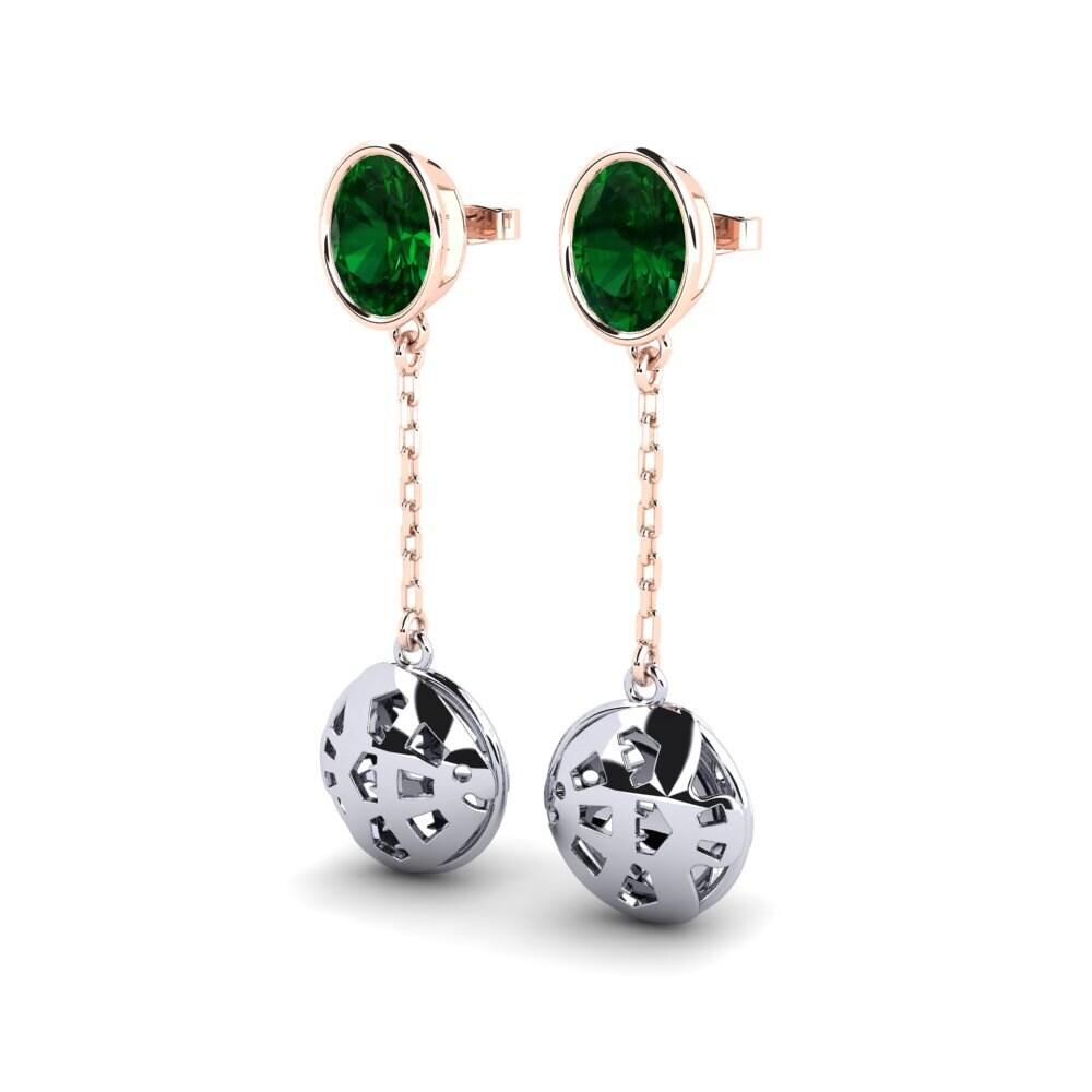 Vermelho & Branco-14K Tsavorite Brincos Feminino Vern
