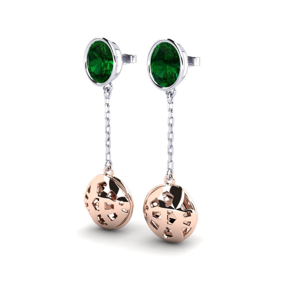 14ct White & Rose Gold Tsavorite Women's Earring Vern
