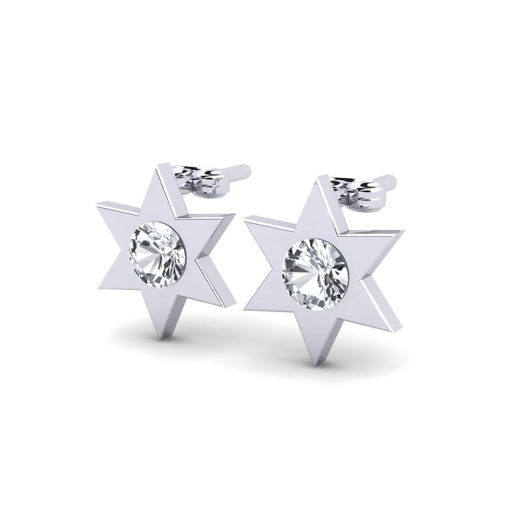 14k Oro Blanco Circón Blanco Pendiente de mujer Vernon