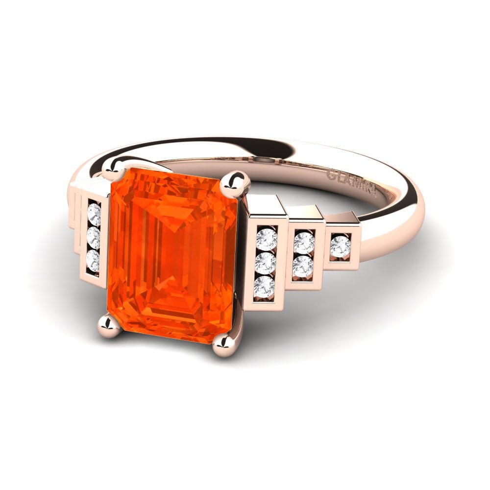 9k Rose Gold Fire-Opal Engagement Ring Verona