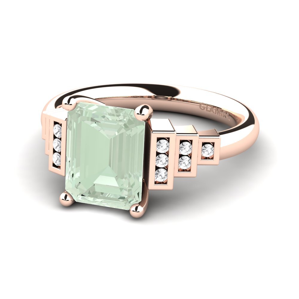 9k Rose Gold Green Amethyst Engagement Ring Verona
