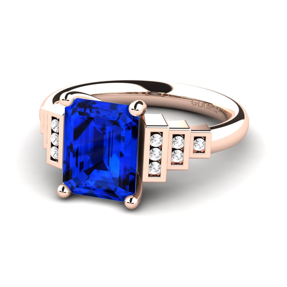9k Rose Gold Sapphire (Lab Created) Engagement Ring Verona
