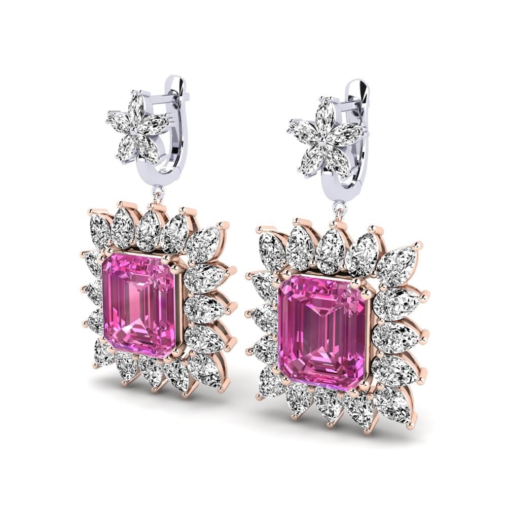 18k Oro Rosa & Blanco Topacio Rosa Pendiente de mujer Vertie