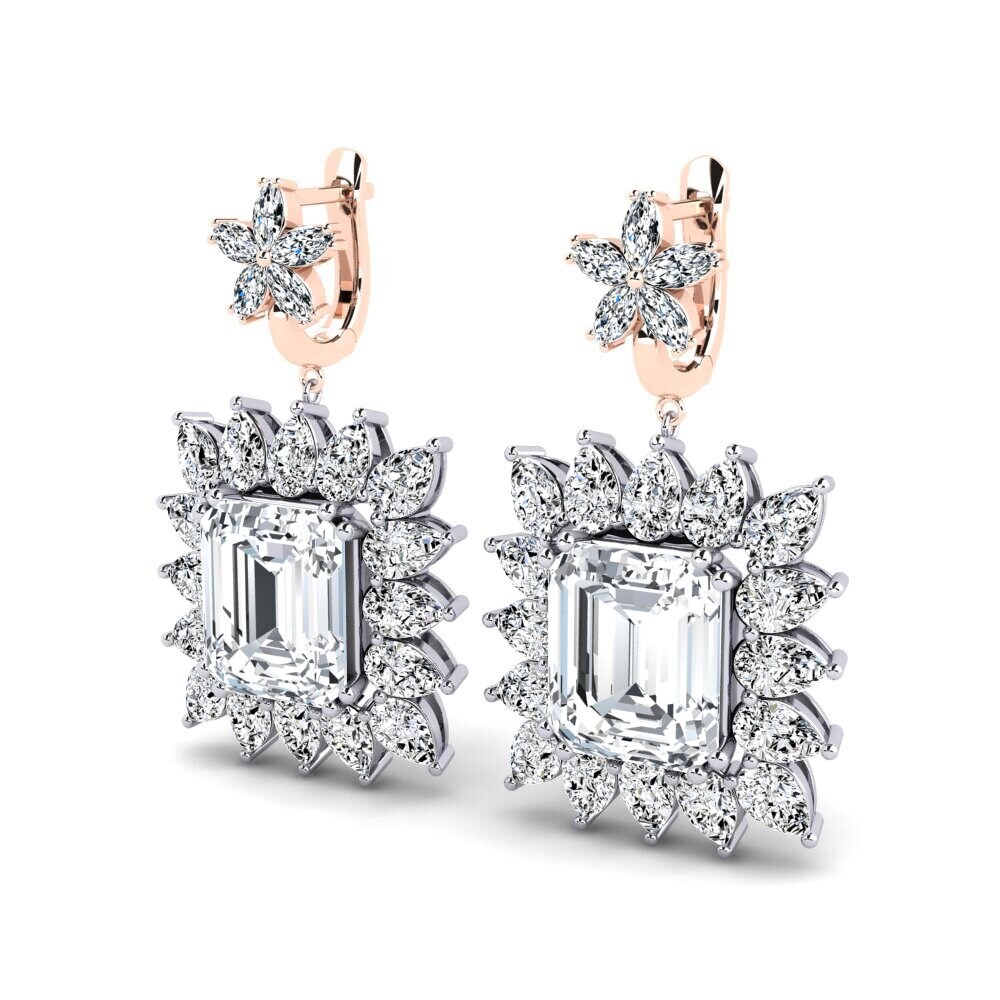 14ct White & Rose Gold White Zircon Women's Earring Vertie