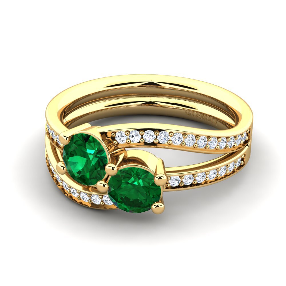 14ct Yellow Gold Emerald (Lab Created) Ring Veruca