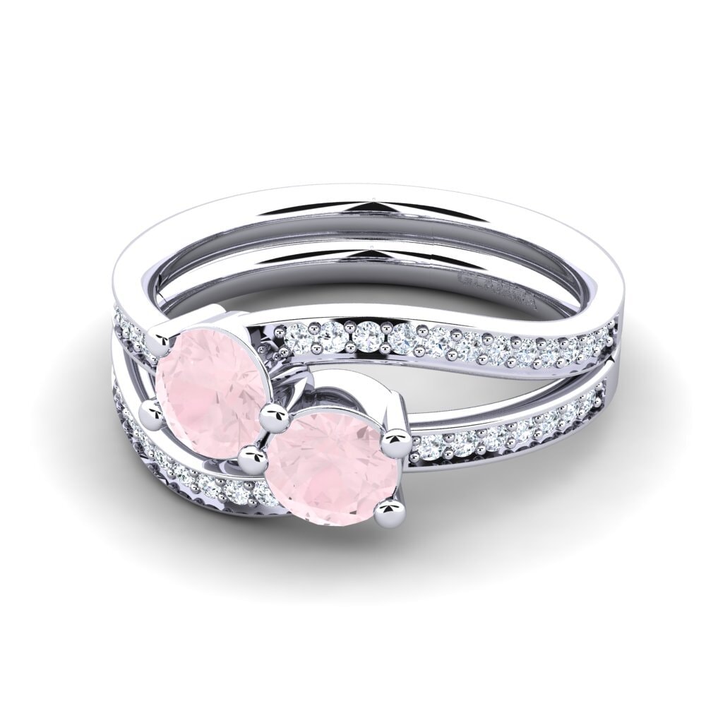 Or Blanc 9k Quartz Rose Bague Veruca