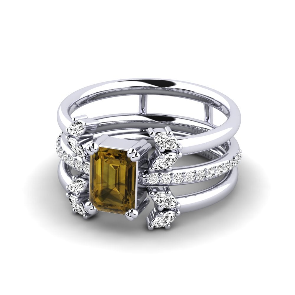 950 Platinum Brown Zircon Ring Vexemi - SET