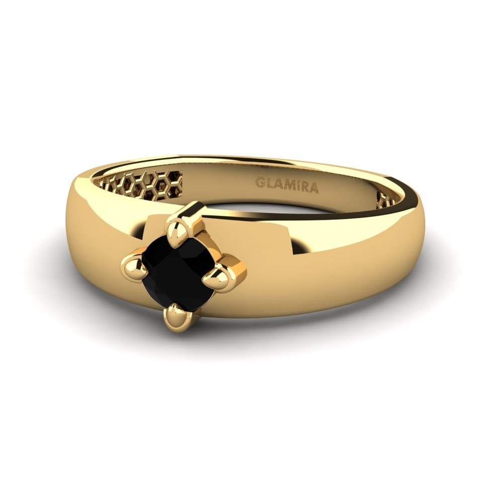 9ct Yellow Gold Black Sapphire Men's Ring Viaggio