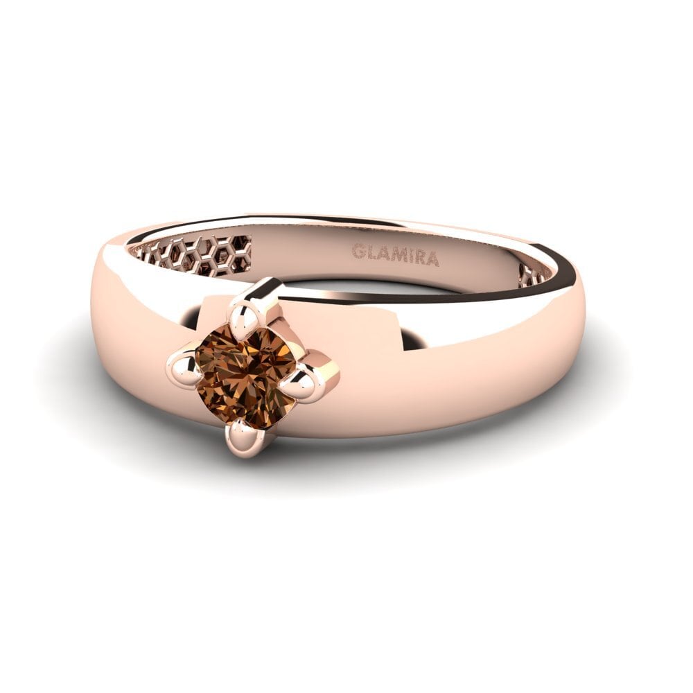 14ct Rose Gold Brown Diamond Men's Ring Viaggio