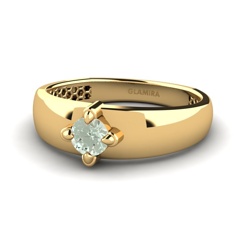 18ct Yellow Gold Green Amethyst Men's Ring Viaggio