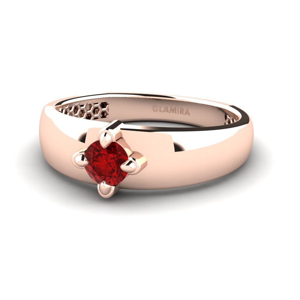18ct Rose Gold Ruby (Lab Created) Men's Ring Viaggio