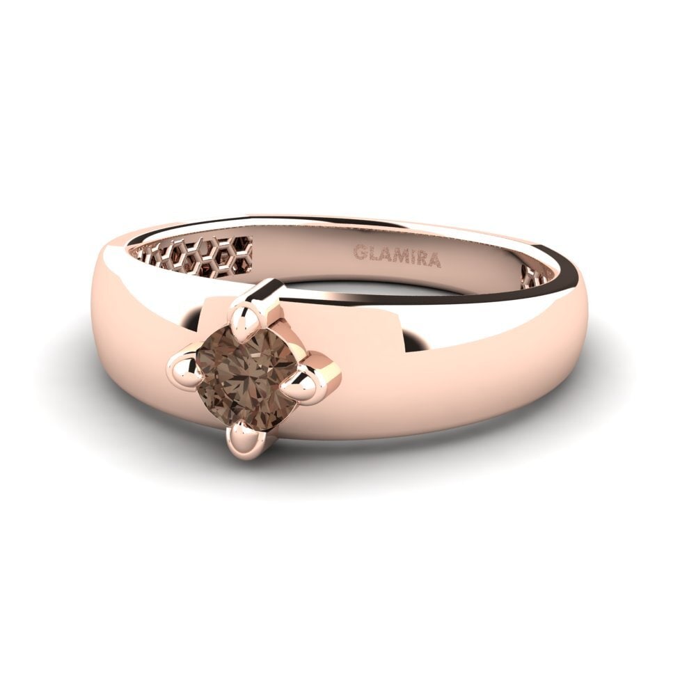 Oro Rosso 585 Quarzo Fumé Anello da uomo Viaggio