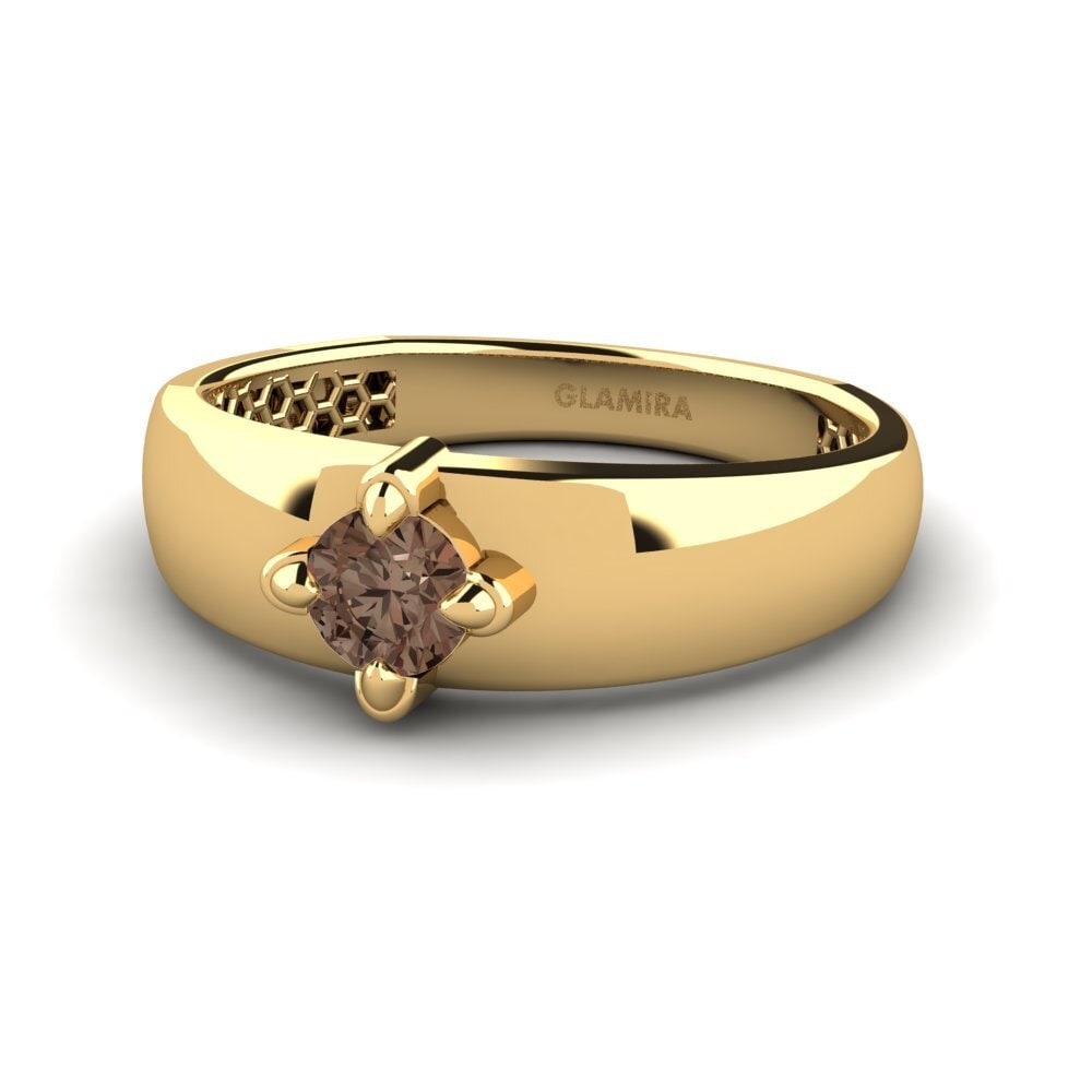 9ct Yellow Gold Smoky Quartz Men's Ring Viaggio